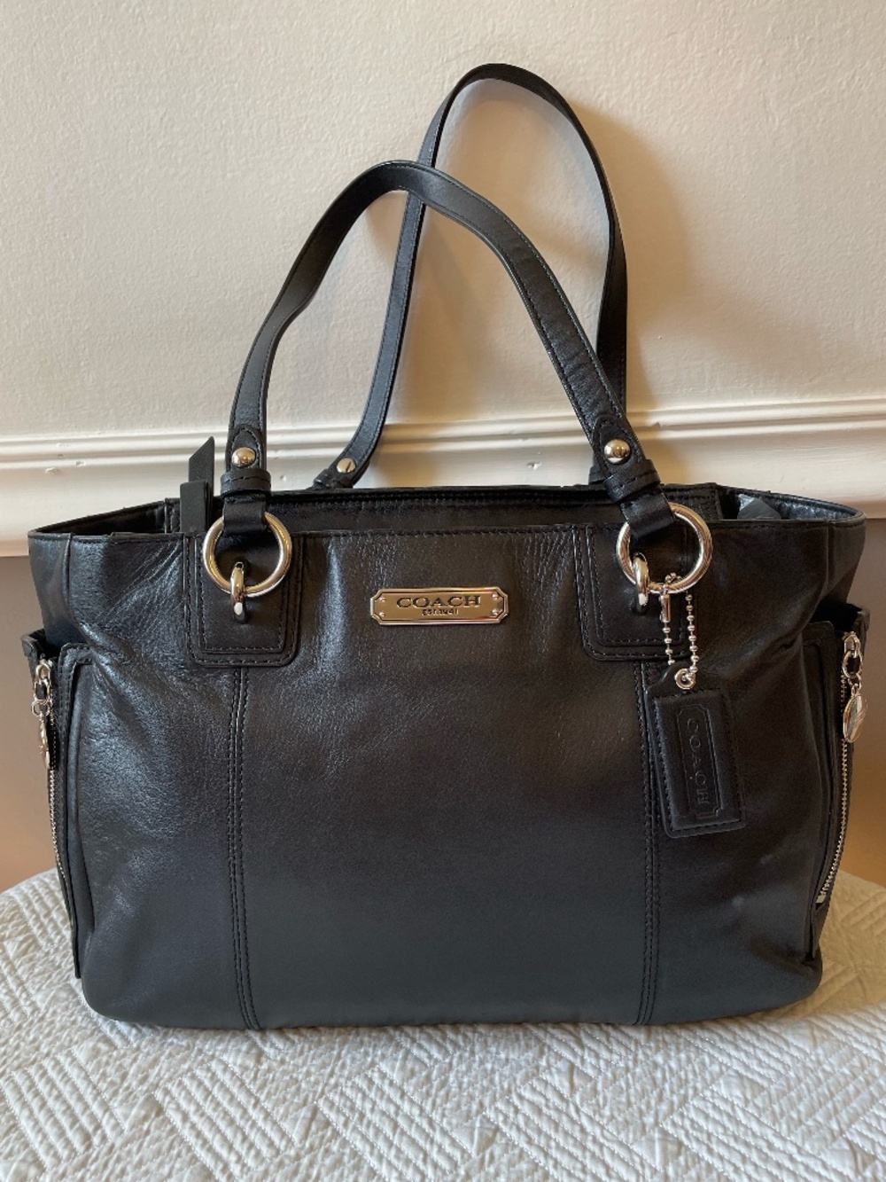 Coach Black Leather Gallery Tote Bag